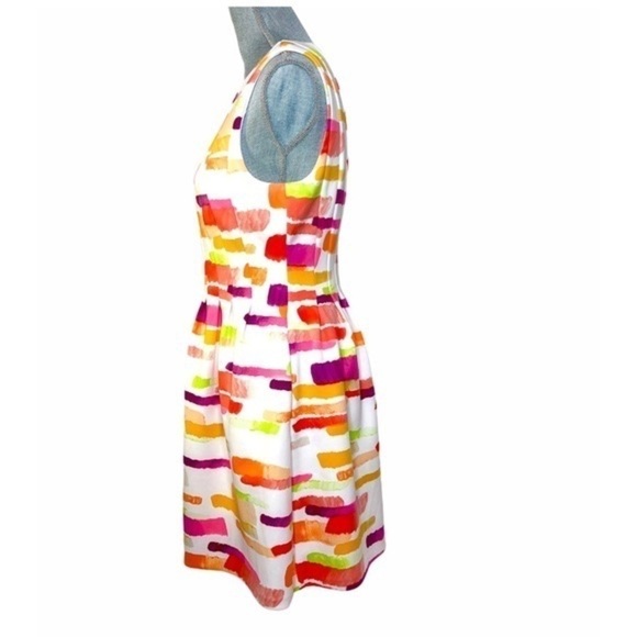 VINCE Camuto  White Pink Multicolored Fit and Flare A-Line Dress Size 8 - Picture 3 of 8